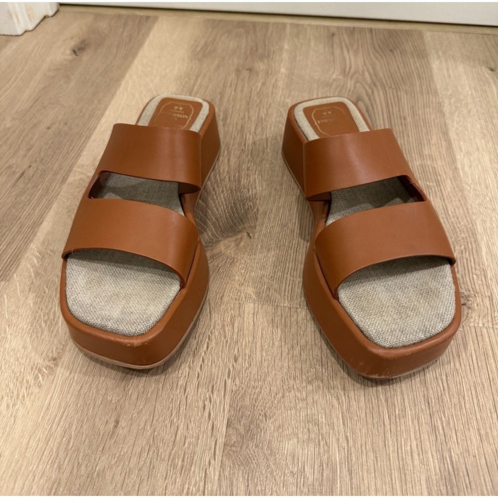Emerson Fry Brown Leather Platform Sandals Women's Size 40 US 9.5/10 Portugal